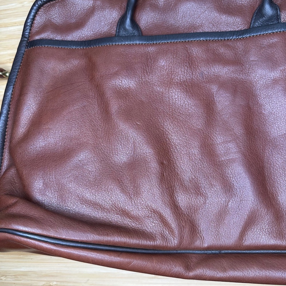 Mowen Leather Designs Messenger Briefcase Bag‎ Brown Black Leather Academia GUC - Picture 4 of 16